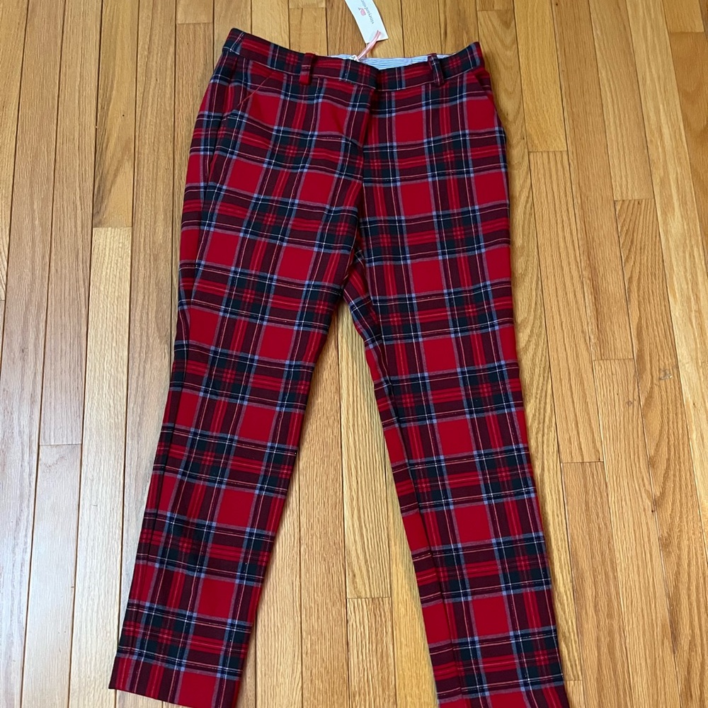 Vineyard Vines Nantucket Tartan Red Velvet Cocktail Pants Size 4
